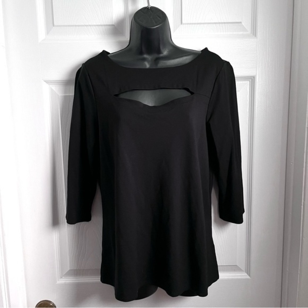 Willow & Thread Top shirt Black open front cutout Women cocktail